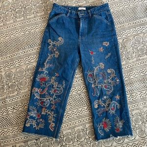Sequined Zara Premium Denim Wide Leg Pants